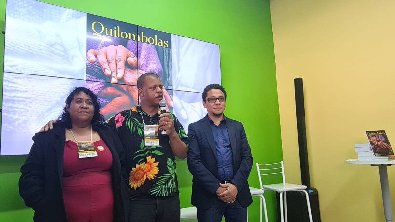 Casal Tereza e José Alex Mendes e 1º vereador quilombola de Mostardas, Jorge Amaro