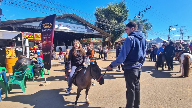 Crianças se divertem com os pôneis na Expointer